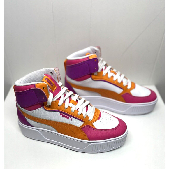 PUMA Karmen Rebelle Size 6.5 Orange Pink Colorblock Mid Platform Sneaker Y2K - Picture 3 of 8